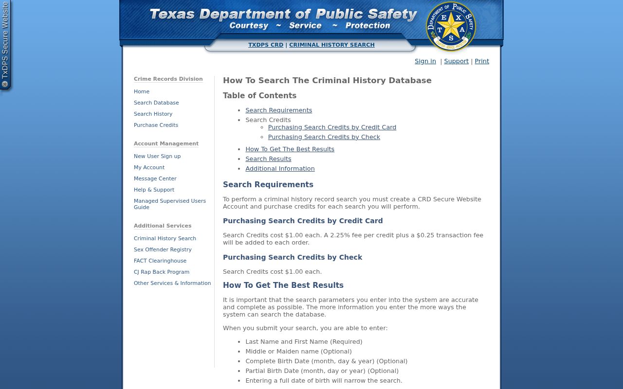 Abernathy criminal records through the Texas DPS search