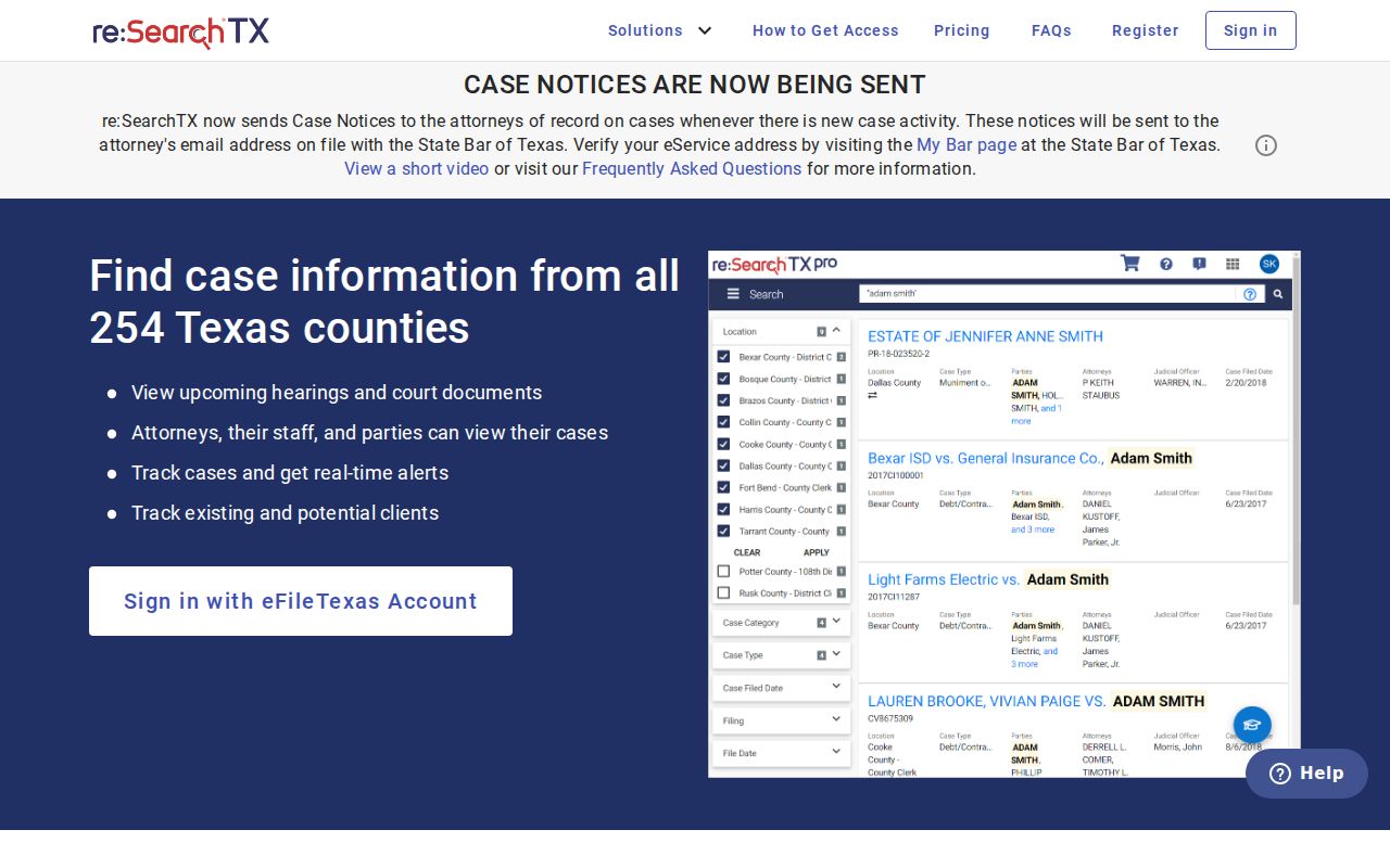 Hale County criminal court case search through re:SearchTX